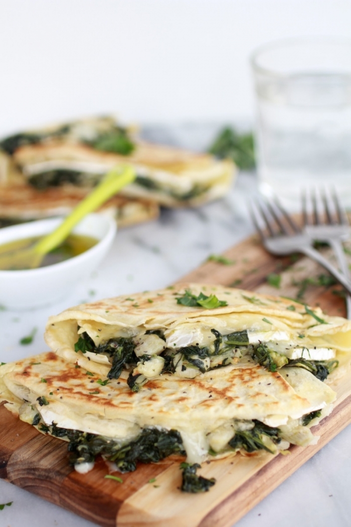 crêpe salé - Recette Crêpe Épinards Artichaut Brie 